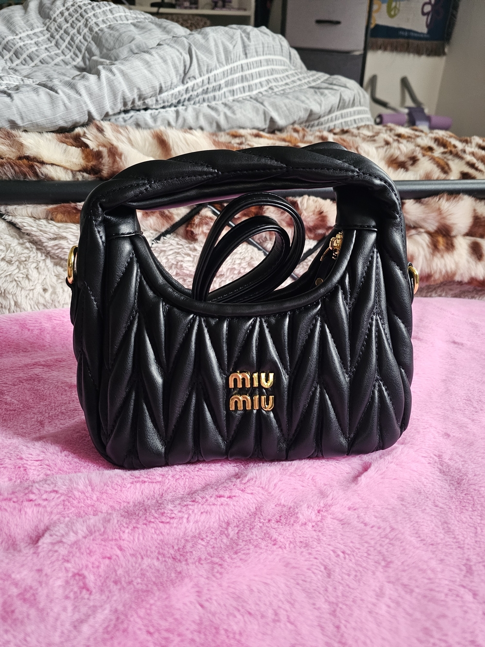 Miu Miu Black Quilted Leather Top-Handle Bag